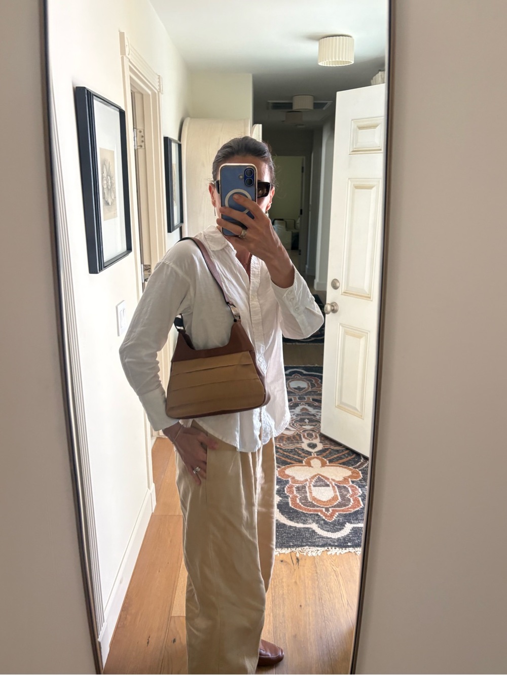 Salvatore Ferragamo Tiered Grosgrain Hobo Bag Vintage Y2K Canvas Leather Tan